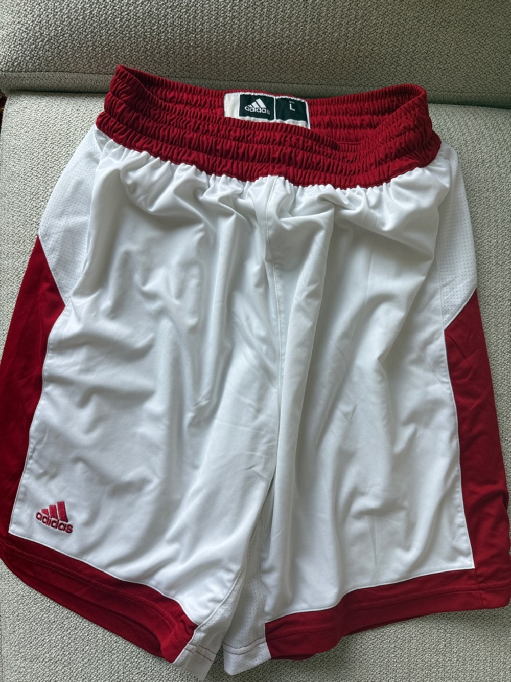 Adidas White & Red Basketball Shorts